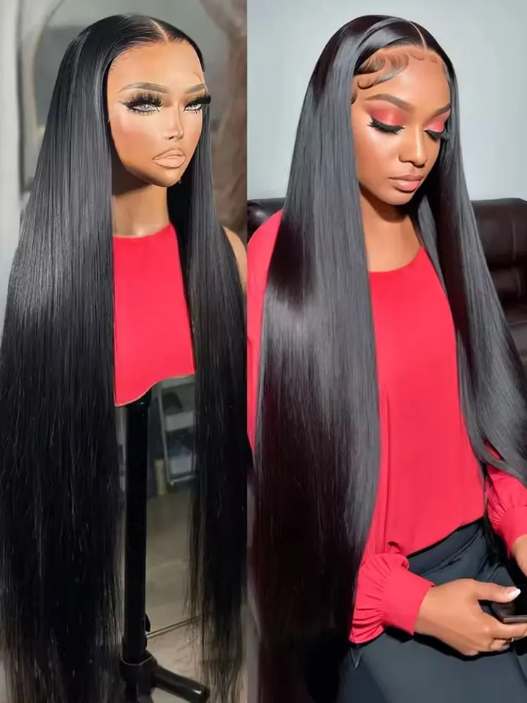 250% Density 40 42Inch 13x6 Hd Transparent Bone Straight Lace Front Wigs 100% Brazilian Human Hair Wigs 13x4 Lace Closure Wigs