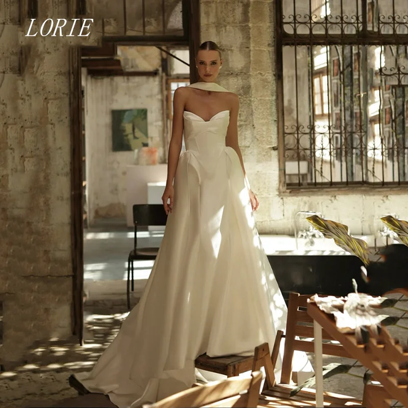 

LORIE Classical Fishbone A Line Wedding Dress Off The Shoulder Bridal Dresses Applique Wedding Gown Customized 2026