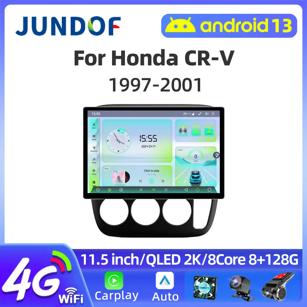 

Jundof 11.5" 2 Din Android 13 Car Radio For Honda CR-V 1997-2001 Multimedia Player Stereo wireless Carplay Auto GPS 4G Head Unit
