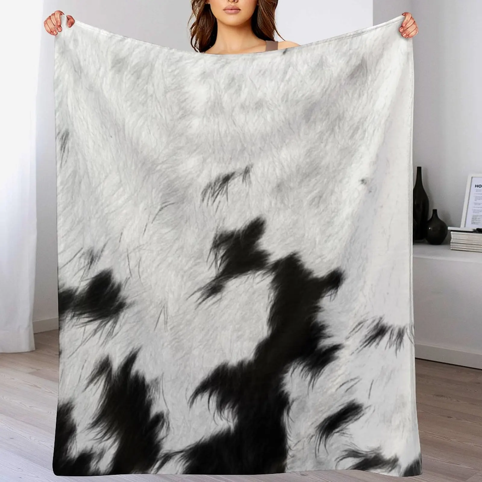 Cowhide Photograph Throw Blanket Nap blankets and throws Plush anime Blankets