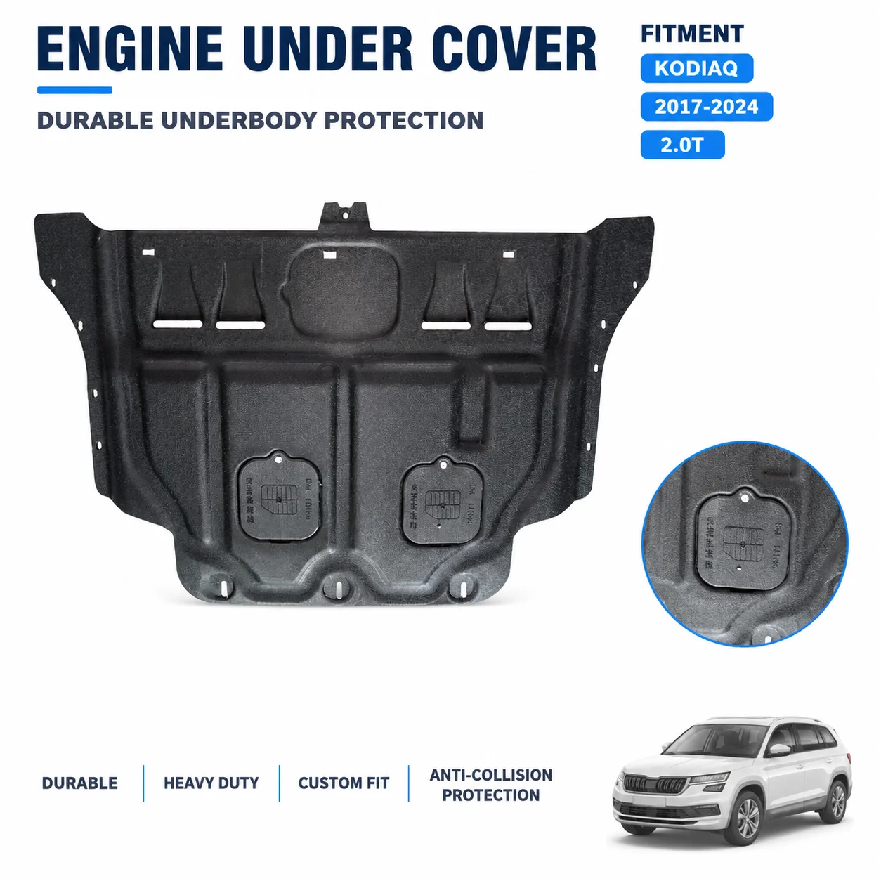 Under Engine Shield For Skoda Kodiaq 2017-2024 2.0T Heavy Duty Underbody Protection Anti Collision Design Custom Fit
