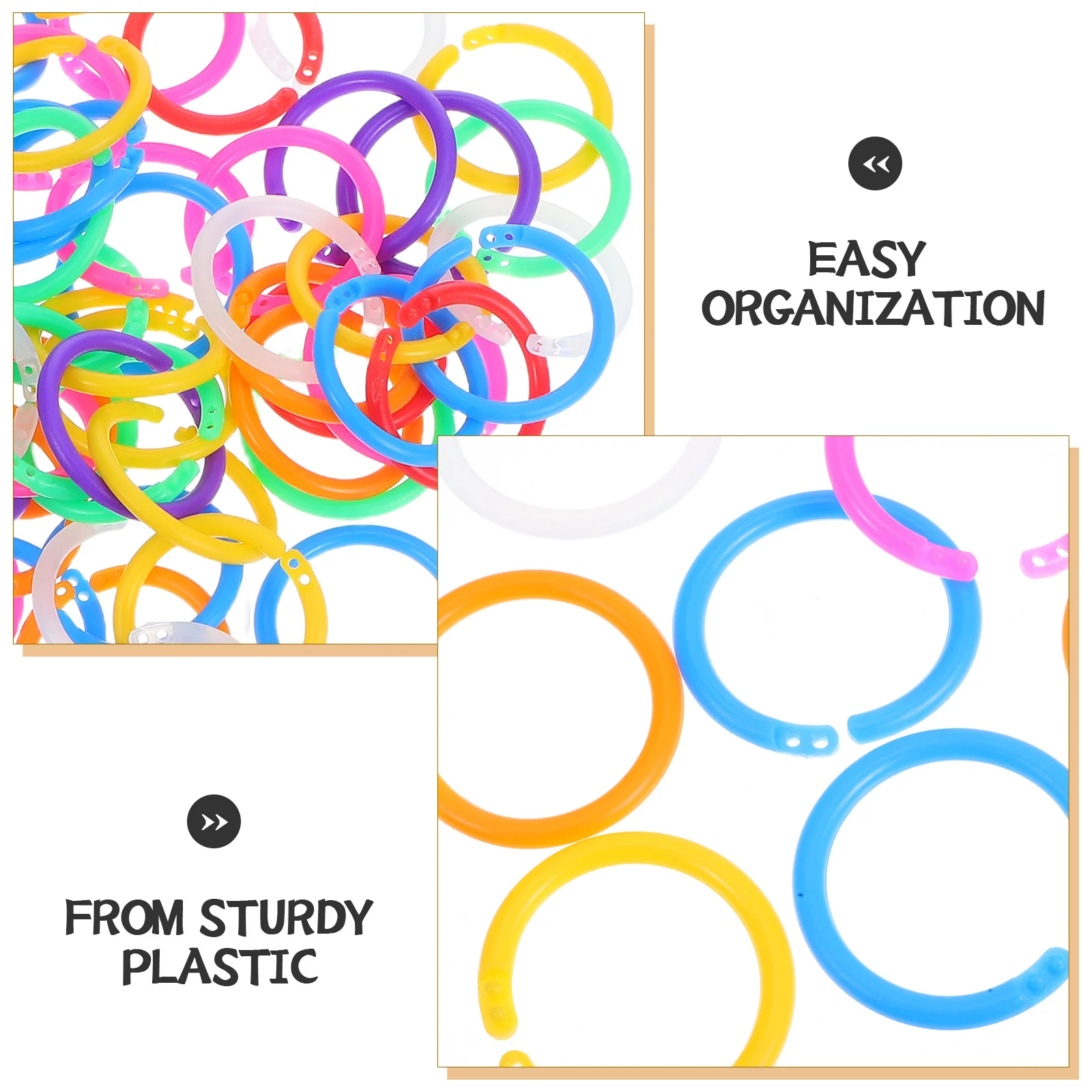 80Pcs Multi-Color Plastic Binder Rings Circular Loose Leaf Rings Mini Book Clips for Paper Crafting Flash Cards Scrapbooks