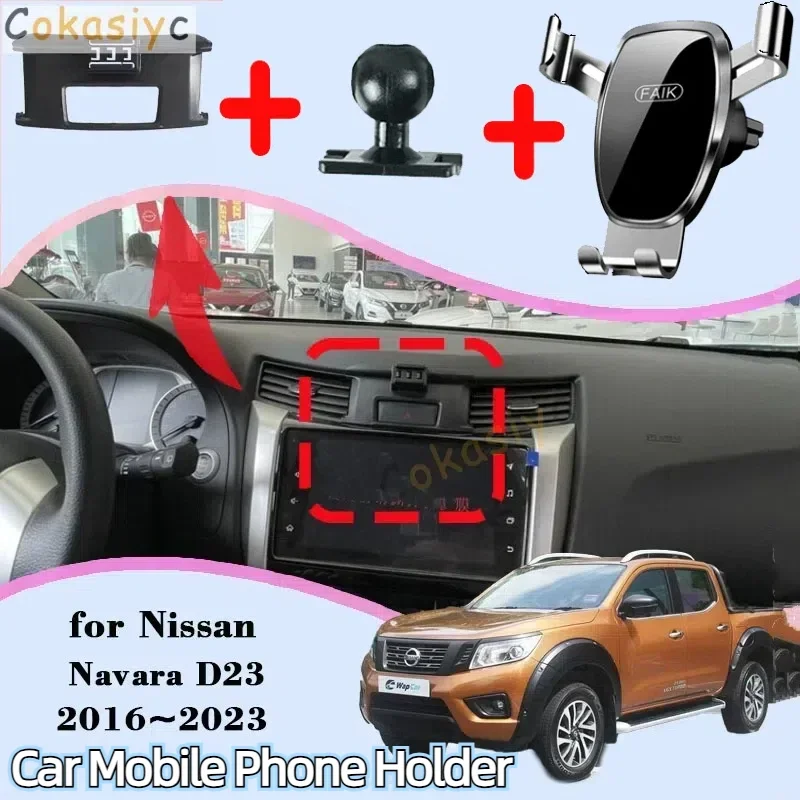 Para nissan navara tekna np300 frontier d23 2016 ~ 2023 suporte do telefone móvel do carro clipe de ventilação de ar bandeja suporte montagem acessórios