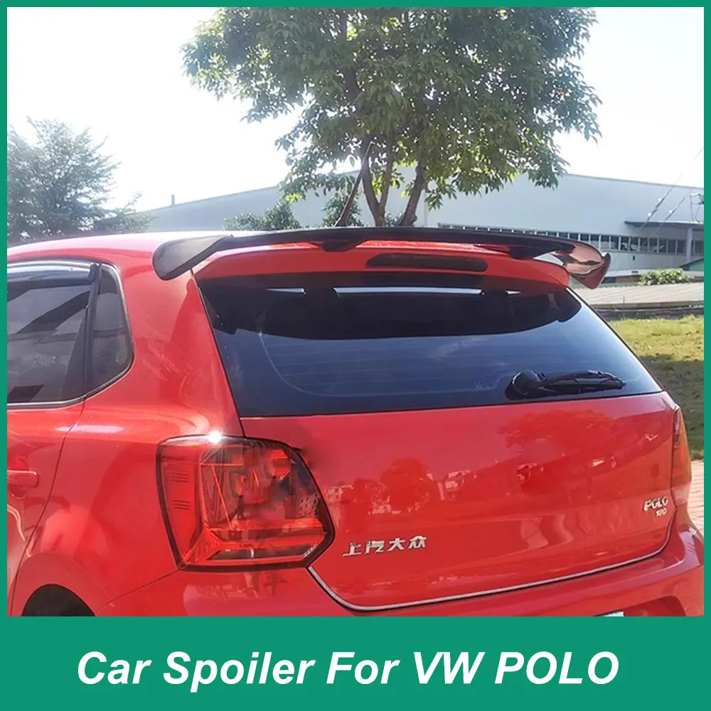 

For Volkswagen Polo 2007-2023 Rear Luggage Lid Spoiler Universal B Style Tail Wing ABS Plastic Exterior Accessories Black Carbon