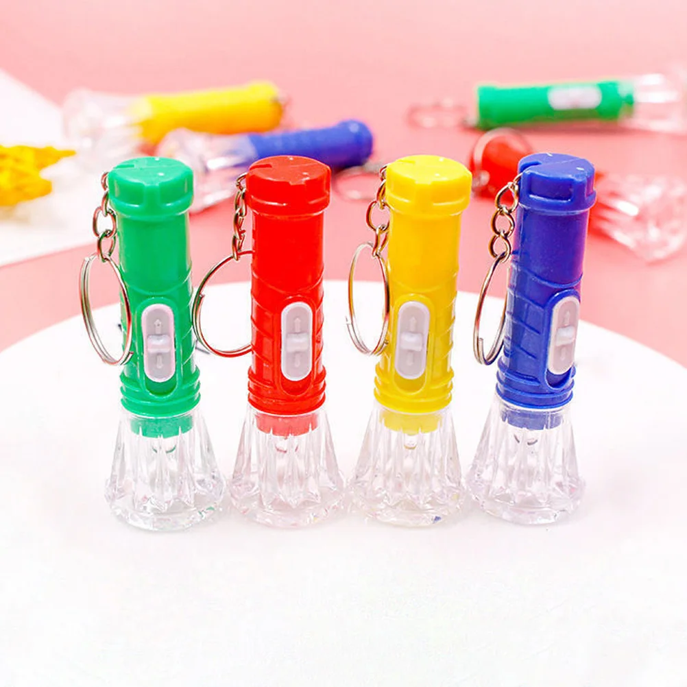 

16 Pcs Mini Flashlight LED Key Chain Portable Keychain Flashlights for Kids Ring Hanging Flat Plastic