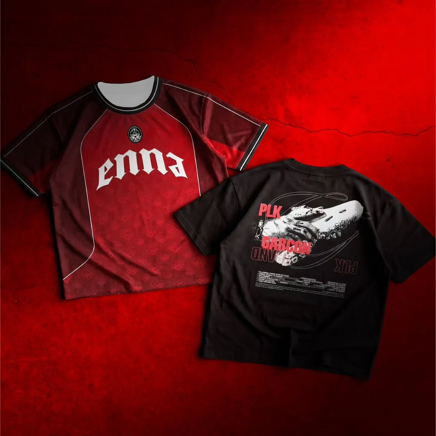 Mens T Shirt PLK Garcon Enna Graphic Print Jersey Summer Short Sleeve Top Retro Hip Hop Streetwear Casual Harajuku Tee Y2K Style