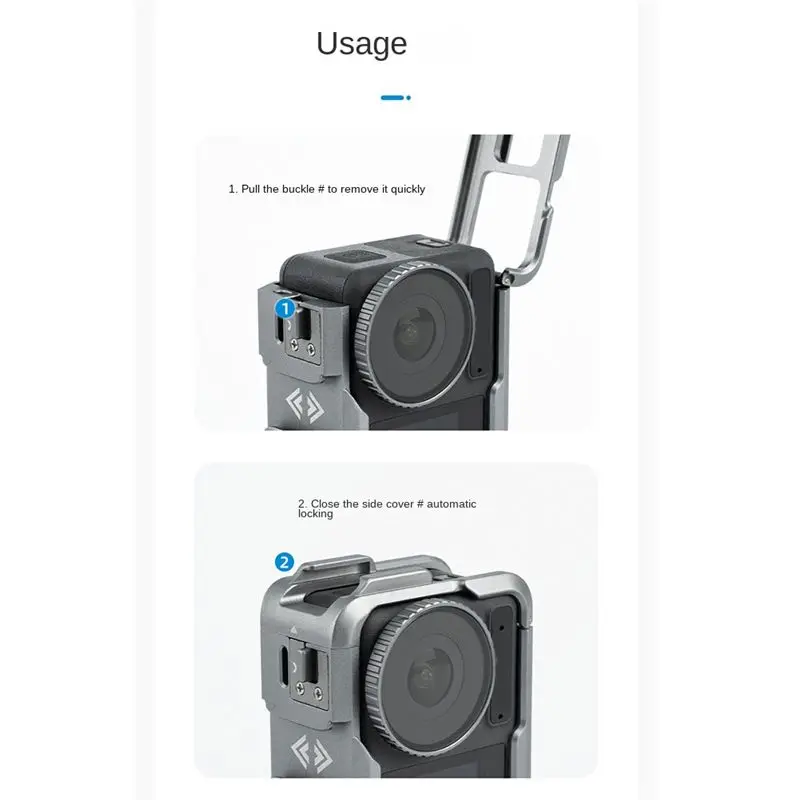 

AT33 TELESIN Aluminium Alloy Frame Case for DJI Osmo Action 3 Shoot Vertically Dual Cold Shoe Protective Shell Accessorie