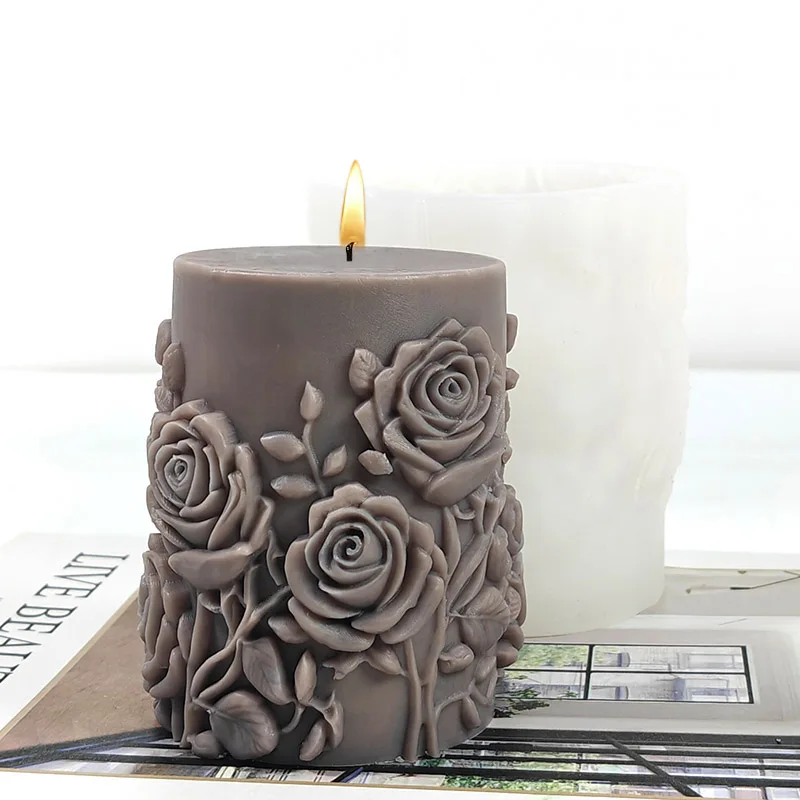 Moldes de silicona con diseño floral vibrante para entusiastas creativos, exquisita artesanía, adecuados para velas, yeso de resina