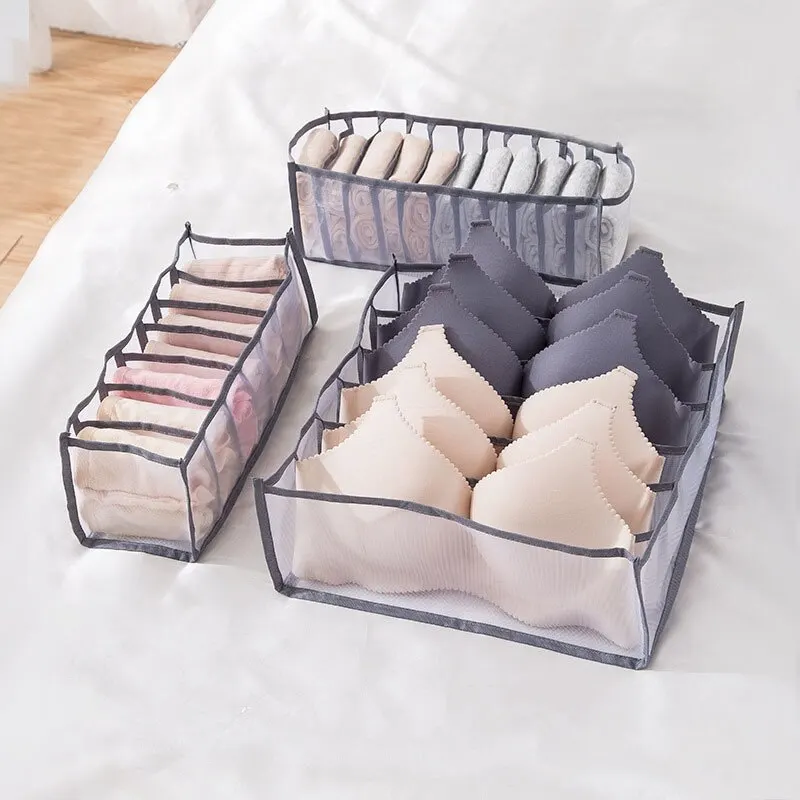 

Foldable Underwear Socks Organizer 6/7/11 Compartment Breathable Mesh Clothing Storage Box with Dividers for Wardrobe