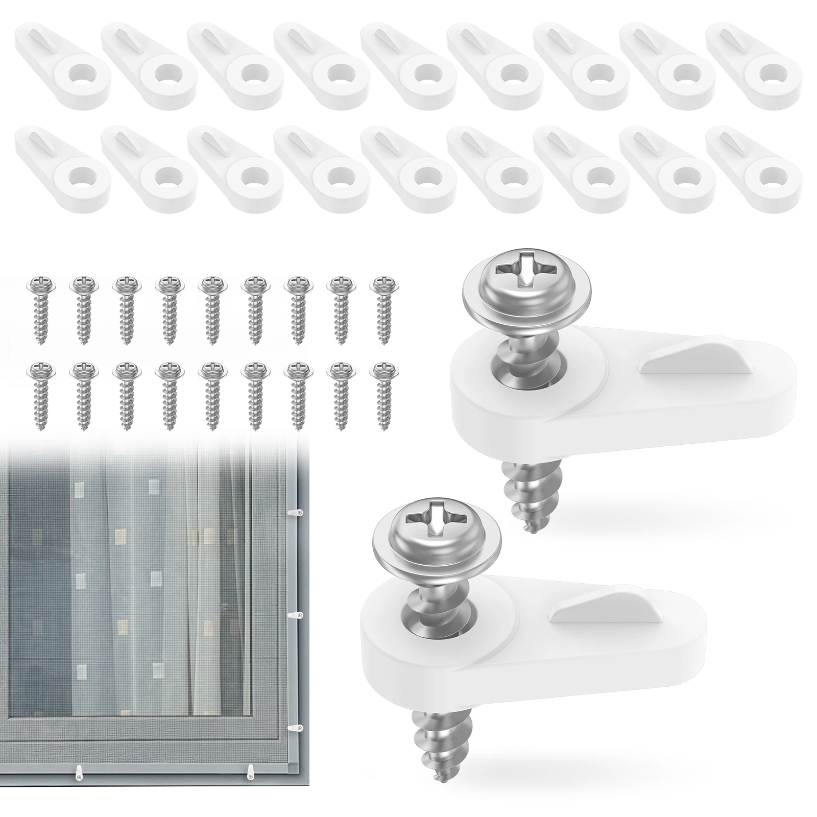 20/40 Pcs Window Screen Retainer Clip with Screw Window Screen Holder Clip Lightweight Storm Windows Panel Clips for Office Home