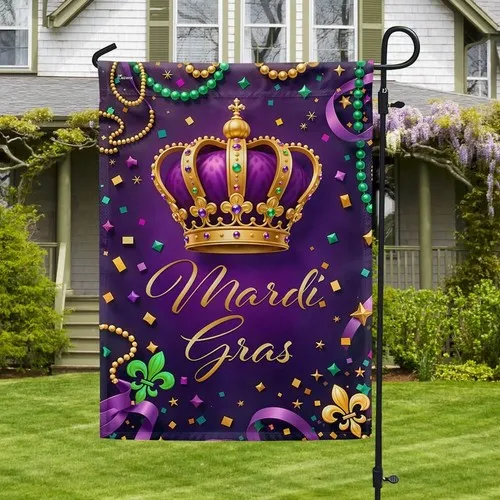Happy Mardi Gras Crown of the King Carnival Double-sided Garden Flag Decoration IIX WZZ yyi
