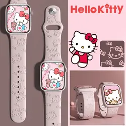 Sanrio Hello Kitty Strap For Apple Watch Band 45mm 44mm 42mm 41mm 38mm 49mm 40mm Silicone Engraved Bracelet lwatch 8 Ultra 7 Se