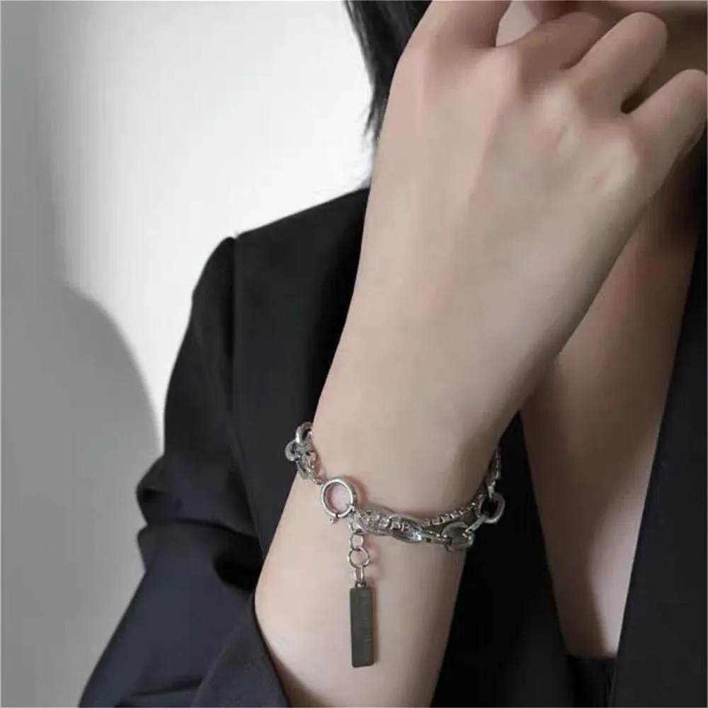 

Женский двухслойный браслет Ins Niche Design в стиле ретро в стиле хип-хоп (сладкий и крутой минималистичный стиль)