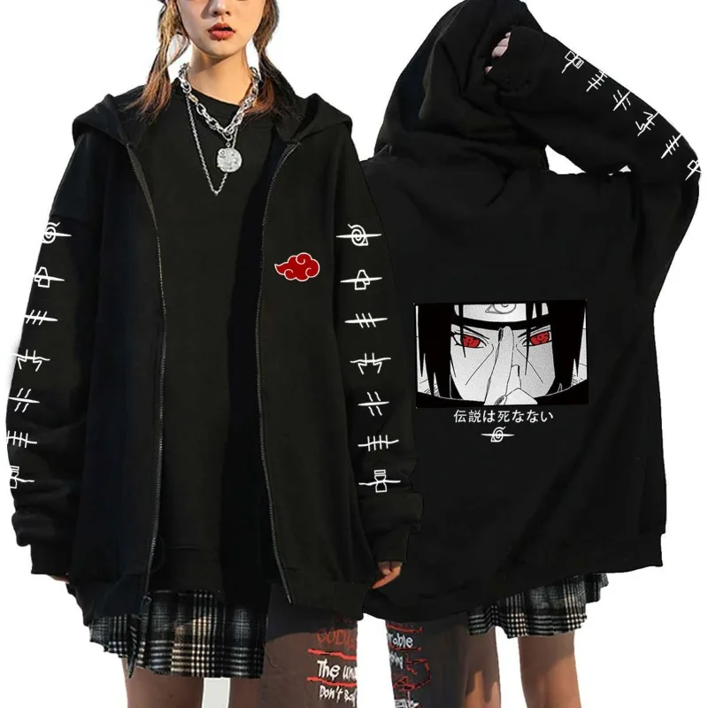 Naruto Anime Sweatshirt Jackets for Women Anime Figure Uchiha Sasuke Itachi Kakashi Cosplay Hoodies Winter Streetwear Coat Tops