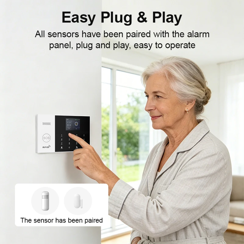 2.4G WIFI Smart Home Alarm Security System Works with TUYA Smart Life APP Wireless Motion Sensor GSM 433MHZ With Aleax view 2
