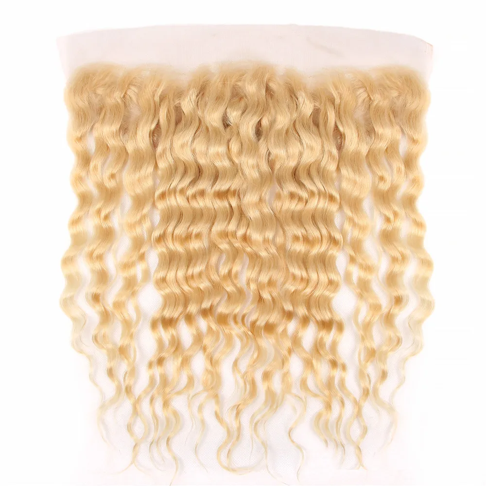 613 Blonde Water Wave 13x4 Lace Frontal Transparent Swiss Lace Brazilian Raw Remy Hair 100% Human Hair 150% Density For Women