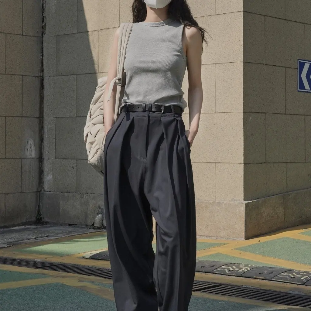 

Lufu Women's Slim Fit I-Shaped Vest Korean Style Basic Simple Spring/Summer Stress-Free Inner Top for Ladies