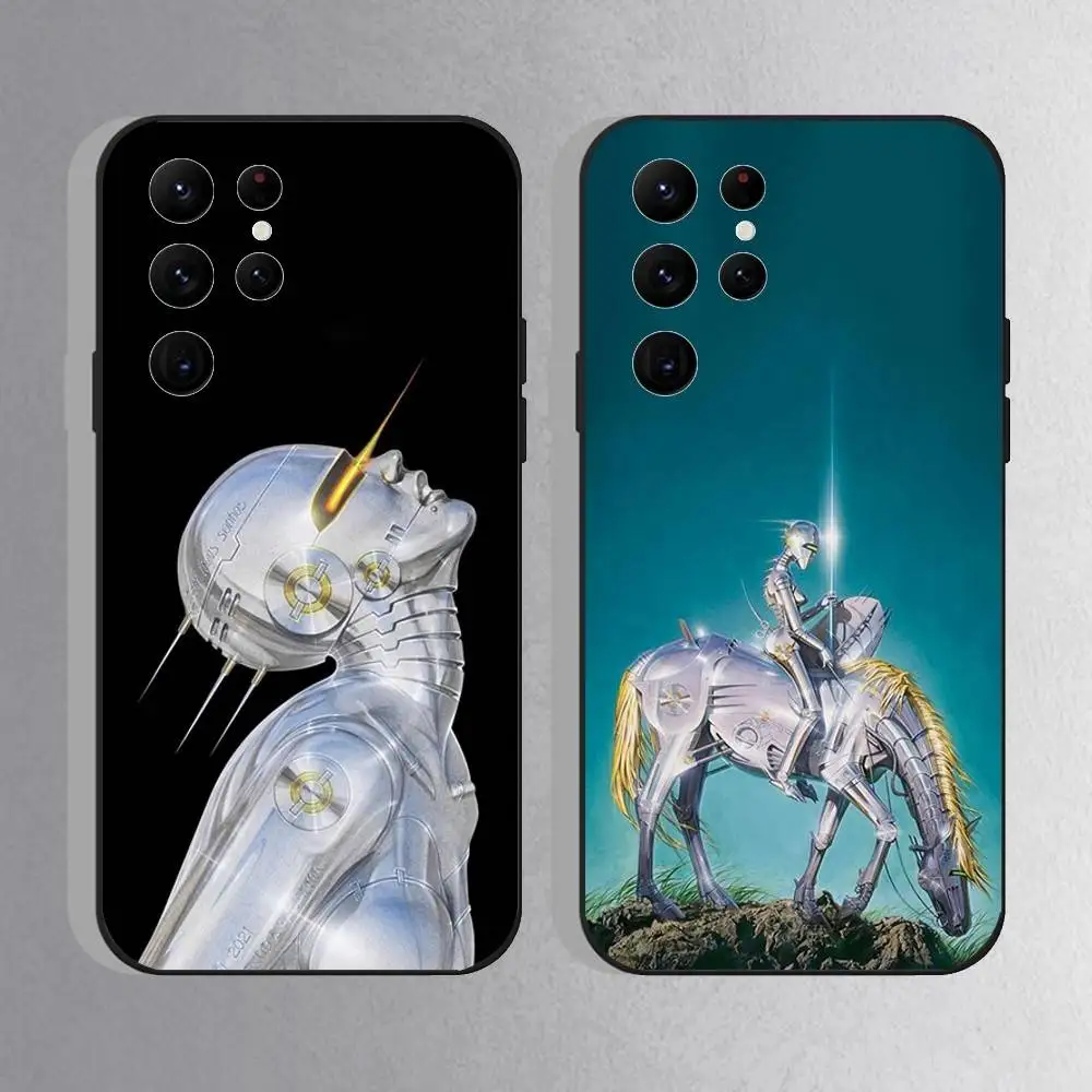 

Hajime Sorayama Art Phone Case For Samsung S25,S24 Ultra,S20,S30 plus,S22 Plus,S23,Ultra 5G Silicone Black Shell