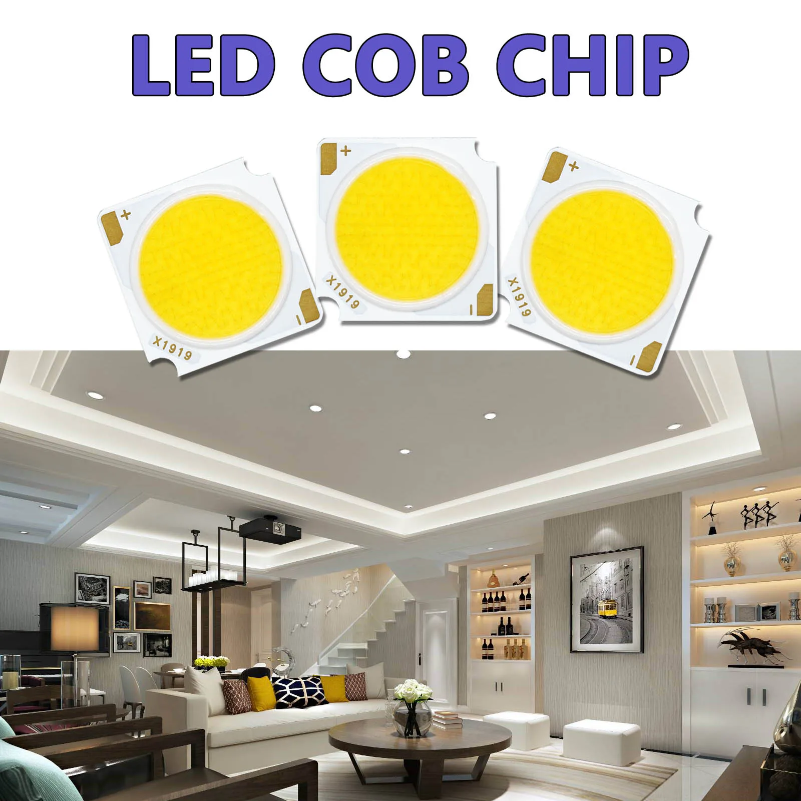 5pcs LED COB LED 10W 20W 30W 40W 50W DC30-33V Bridgelux Chips 19*19MM Light Source Accessories LED Spotlight Downlight DIY