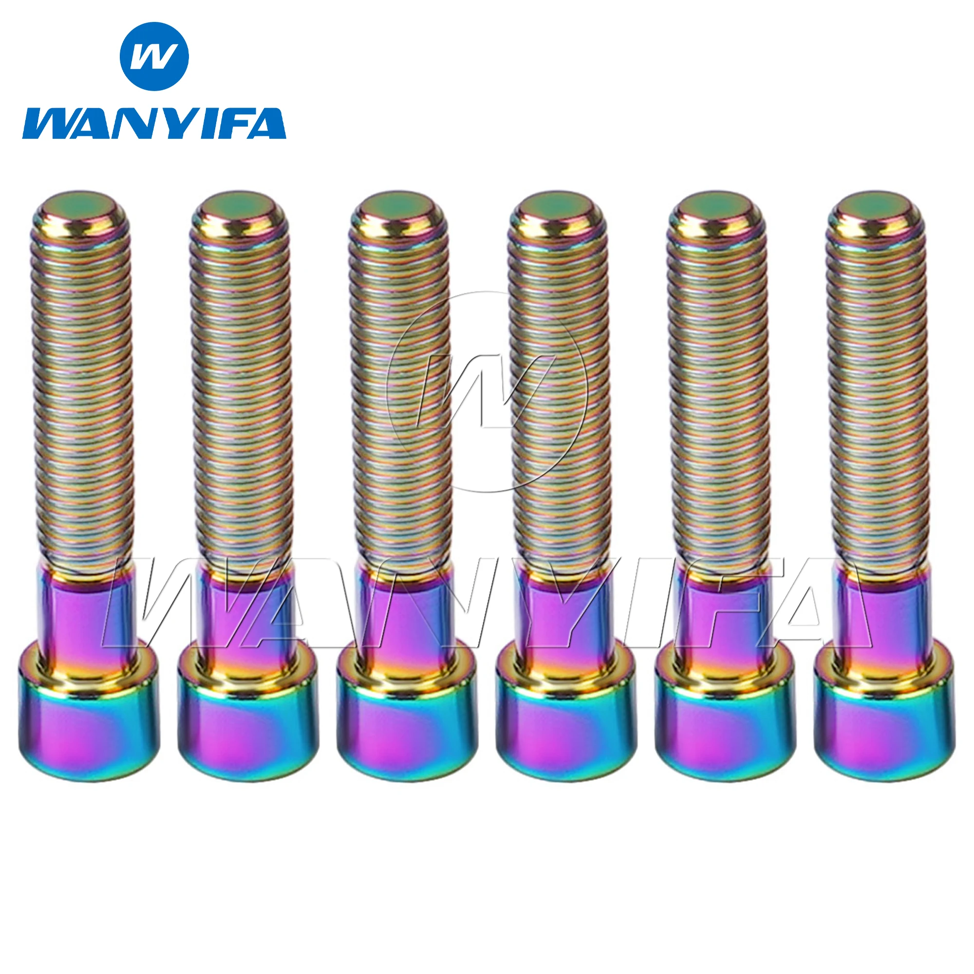Wanyifa 6 قطعة مسامير التيتانيوم M7x20 25 30 32 35 40 43 45 50 مللي متر المقبس غطاء عرافة ألين رئيس Ti الصف 5 مسامير للدراجات النارية سيارة