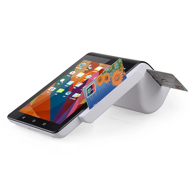 2D barcode scanner Magnetic stripe card 7 inch Point of Sale Android POS Terminal With NFC Reader PT7003MS