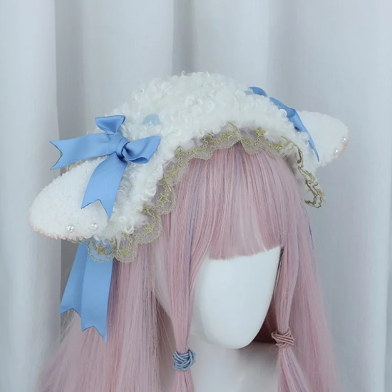 Kawaii Sheep Ears Headdress Furry Pet Headband Anime Cosplay Props Japanese Style Costume Accessories Anime Disguise Headwear