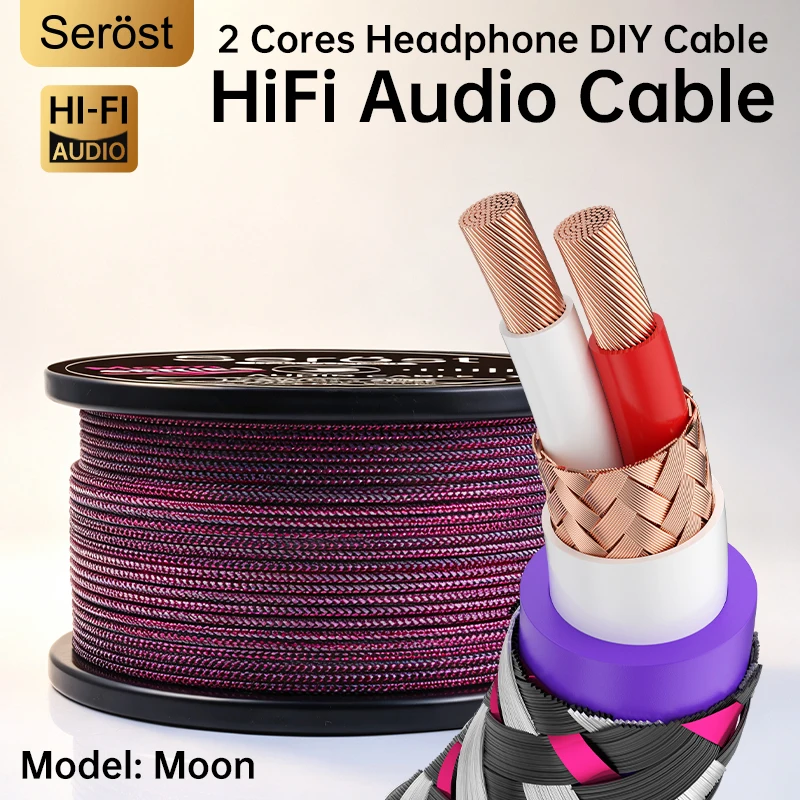 Serost Moon HiFi 99.9999% Pure Single Crystal Copper OCC Audio Cable for DIY Headphone Equipment Connection Cable