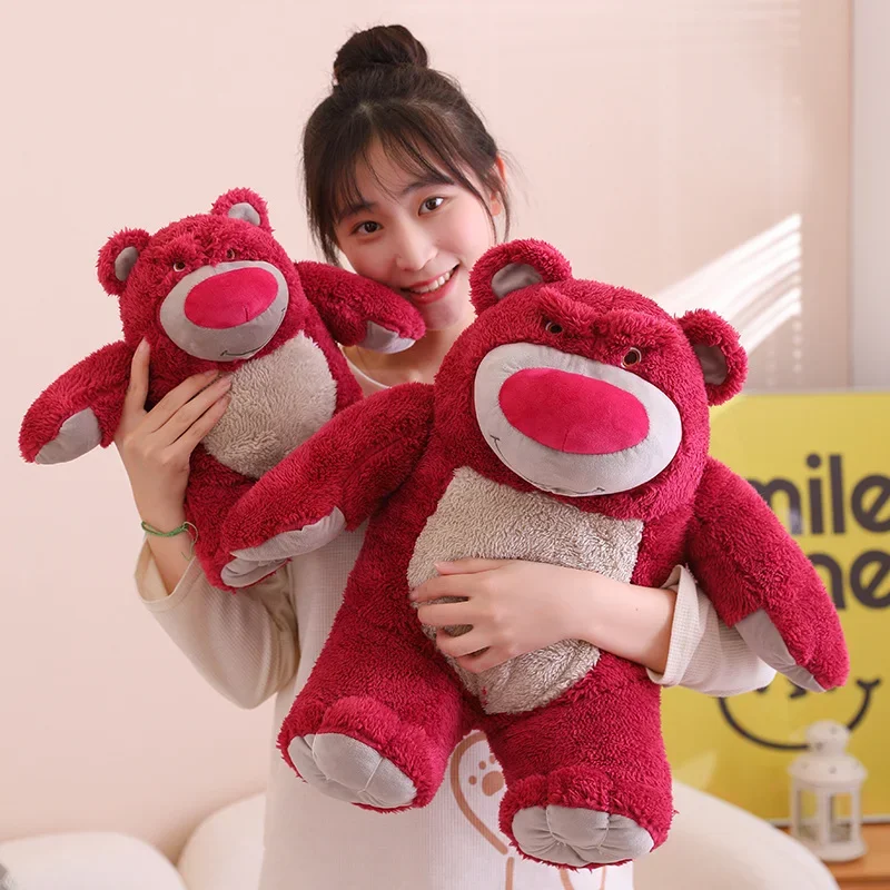 35/50/60cm Cute Strawberry Bear Plush Toy Lovely Soft Stuffed Animal Pink Bear Lotso Plushies Cartoon Doll Birthday Gifts Girl