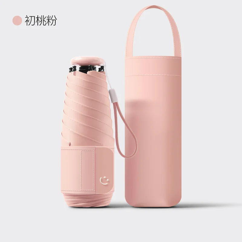 Mini Foldable Pocket Umbrella UV Protection Vinyl Material Portable Parasol Capsule UPF50,Compact Lightweight,6 Ribs,Rain Sun