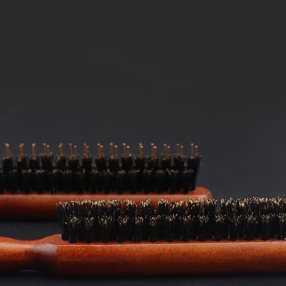 

1Pcs Brown Wooden Pig Bristle Comb Ergonomic Handle Haircare Scalp Massage Tool Salon Teasing Hair Brush Rat Tail Hair Comb