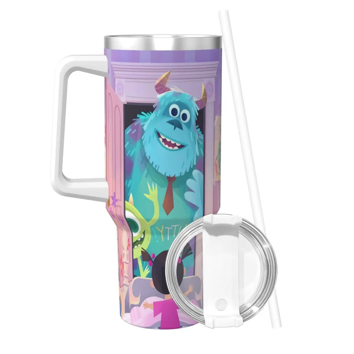 James P. Sullivan Miniso Stainless Steel Tumbler Beach Thermal Mug With Straws and Lid Large Capacity Cold and Hot Water Bottle