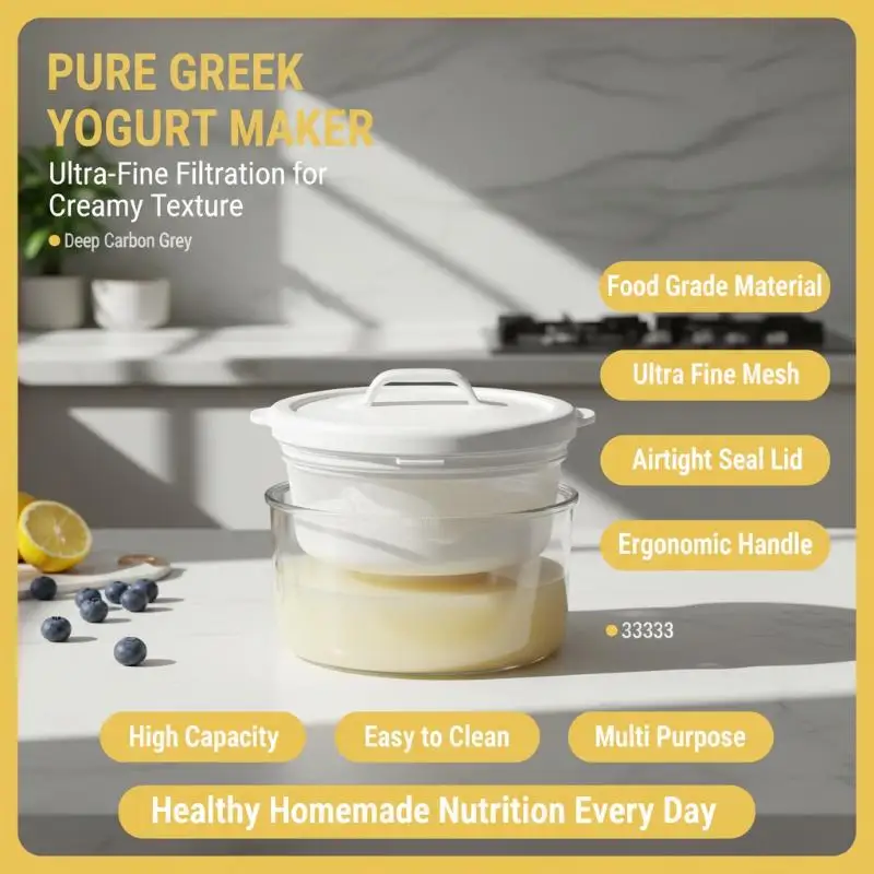 Round Yogurt Filter Container Transparent Storage Jar Airtight Sealed Canister For Yogurt Making Grains Kitchen Food Storage