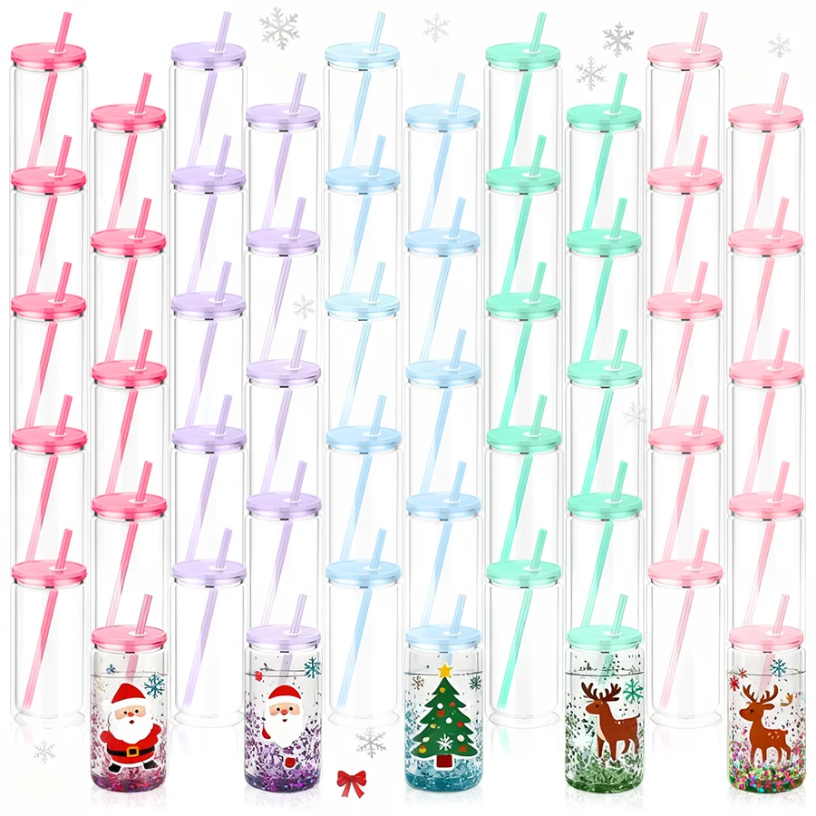 

25pcs 16oz Sports Bottle, Double Layer Canned plastic cups, reusable, soda water, lovely, iced coffee cup,aesthetic milk cup