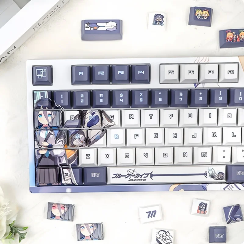 Imagem -06 - Arquivo Azul Alice Temático Keycaps 120 Chave Pbt Sublimação Térmica Teclado Mecânico Anime Jogo dos Desenhos Animados Coletar Presentes Keycaps