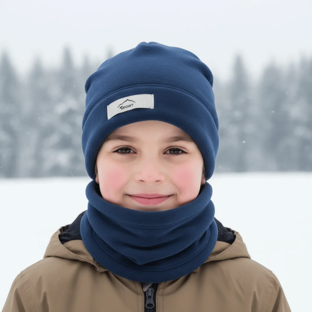 Vielseitiges elastisches Mützen-Schal-Set, Fleece-Futter, einfarbig, kompakter Schal, warm halten, All-Match-Winter-Pullover-Mütze im Freien