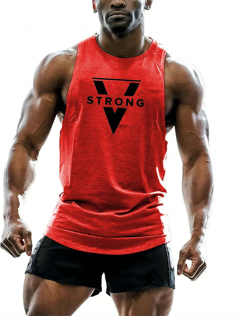 Simple Geometric Triangle Pattern Tank Tops For Men Summer Fashion 3D Printed Gym Training Vest Casual Oversized Sports Tees