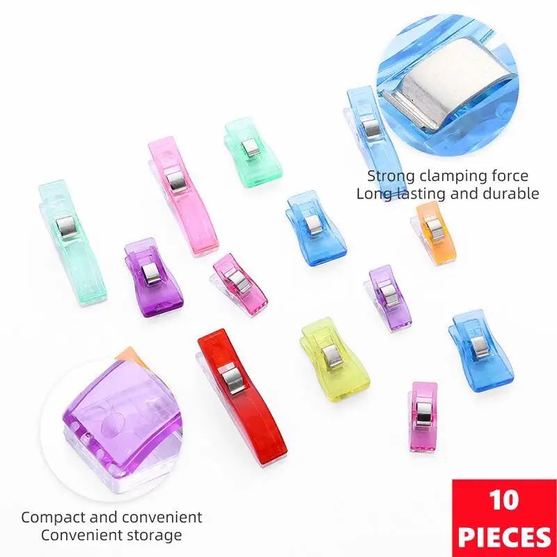 10Pcs/Set Best-selling Color Plastic Edging Clip Patchwork Sewing Positioning Clip Scale Strong Clip Sewing Accessories