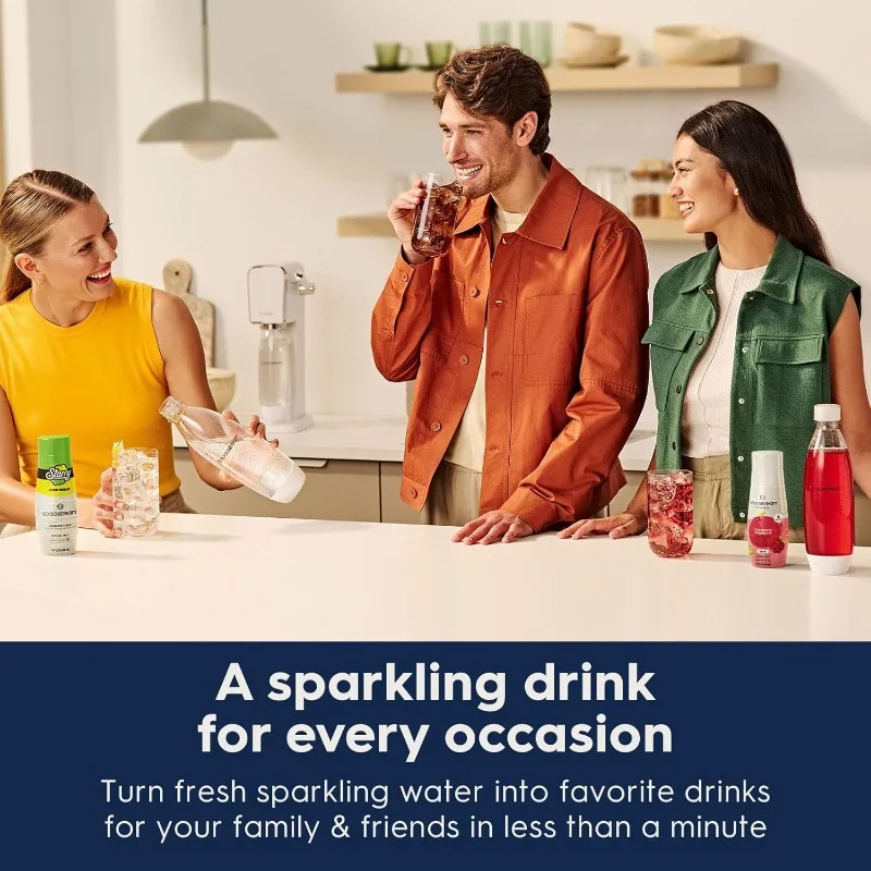 Terra Sparkling Water Maker, VALUE BUNDLE CQC CO2 system Includes 2x CO2 Cylinders, 3x 32 Fl Oz Dishwasher Safe Bottles