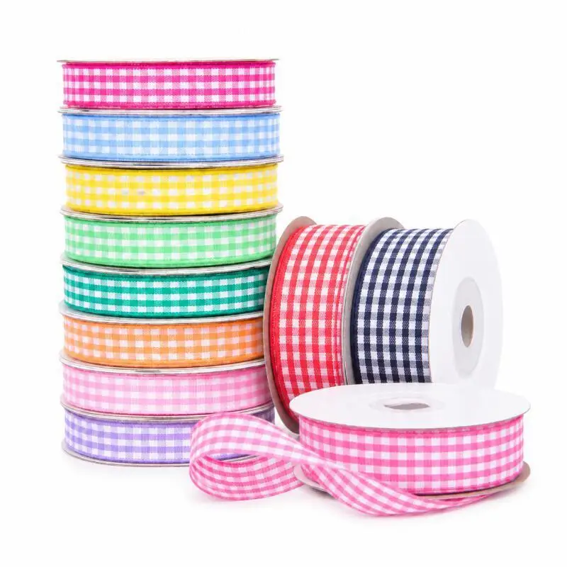 10 Yards Gingham-Bänder, kariertes Gewebe für DIY-Bastelarbeiten, Geschenkverpackungen, Hochzeits- und Weihnachtsfeierdekorationen, Schleifen und Haaraccessoires – Detail 3