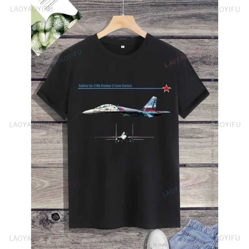 Classic Sukhoi Su-27UB Flanker-C (late Series) warplane Graphic T Shirts for Men Short Sleeve O-neck  Casual New Arrival