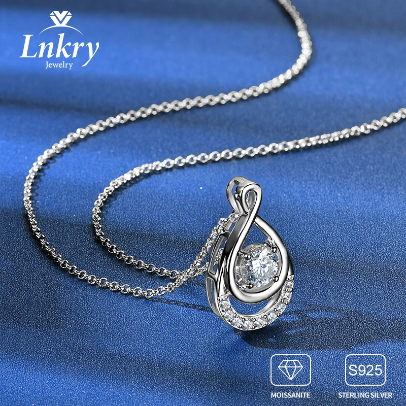 

Lnkry 6.5mm Round Cut Moissanite Necklace For Women collar plata 925 Sterling Silver Pendant Necklace Sparkling DailyJewelry