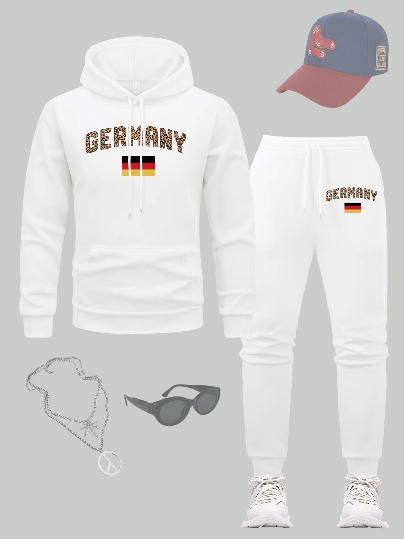 

Germany City Name Prints Hoodie Set Men Autumn Hip Hop Pullover Drawstring Fleece Clothing Sets Casual Man Jogging Pants