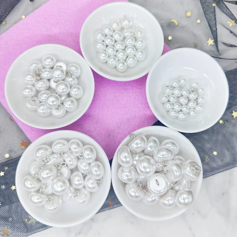 

Mushroom Faux Imitation Pearl Button Plastic Shirt Sweater Semicircle Shank Buttons For Clothing Decorative Mini Sewing DIY