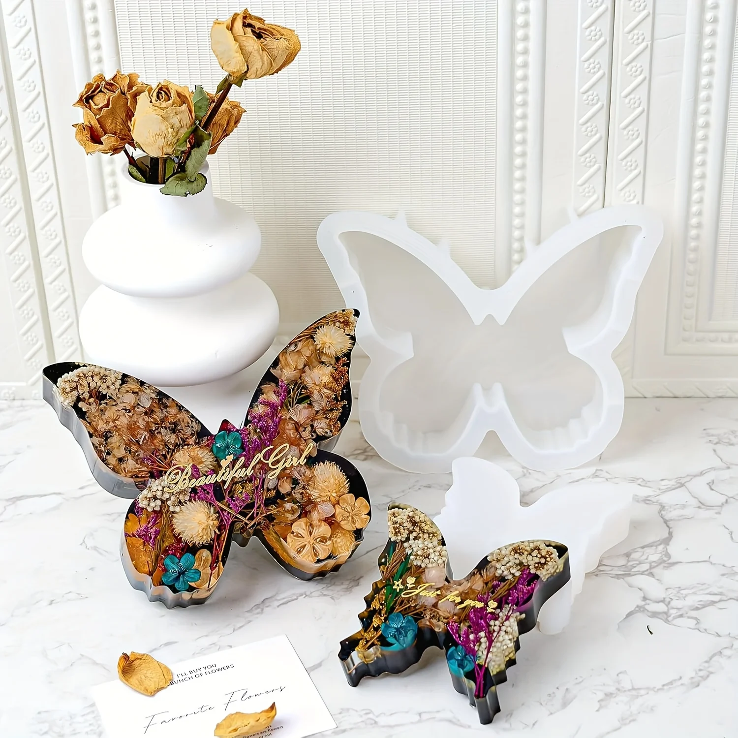 Two sizes of butterfly resin m - Flower Preservation Resin review and price
