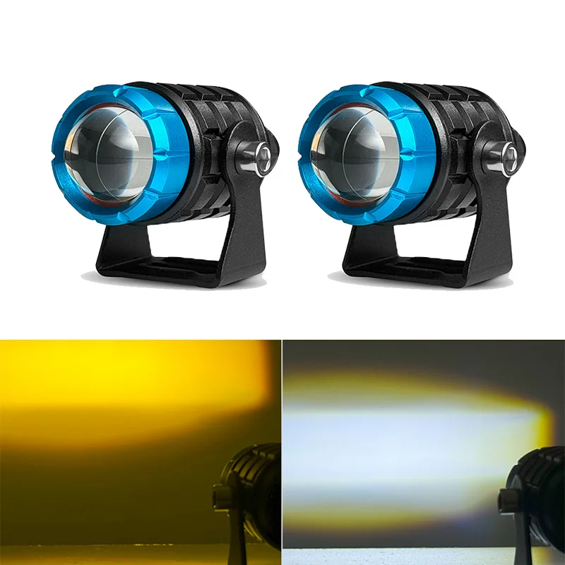 

Universal Super Bright Motorcycle LED Headlight Projector Lens Dual Color ATV Driving Lamp Fog Light Auxiliary Spotlight Lamp