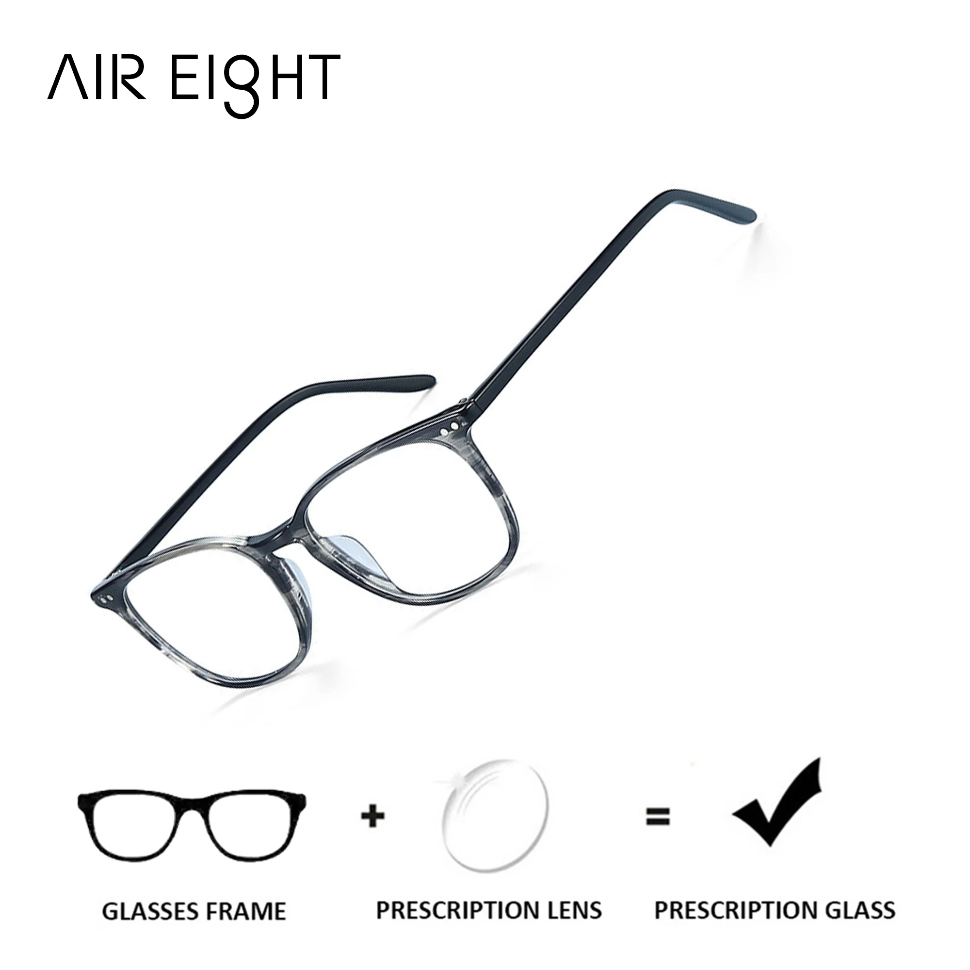 

AIR EIGHT Handmade Acetate Square Prescription Glasses For Men Photochromic Optical Eyewear Blue Light Myopia Eyeglasses
