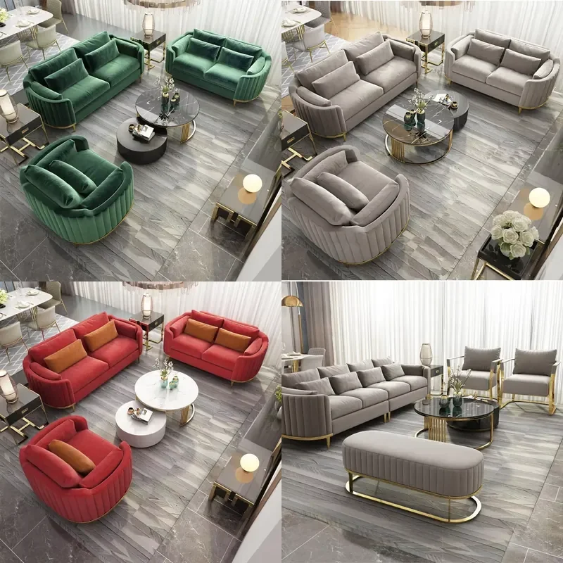 Modern European Style Sectional Sofa Set 3 2 1 for Home Furniture Latest Design Light Luxury Upholstery for Apartment Villa