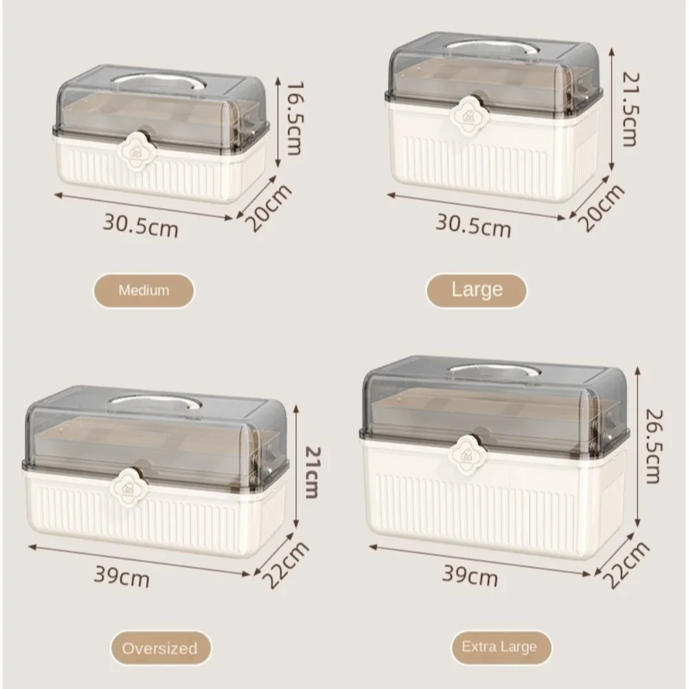 Thickened Classification Medicine Box Portable Plastic Medicine Box with Handle Large Capacity Flip Storage Box