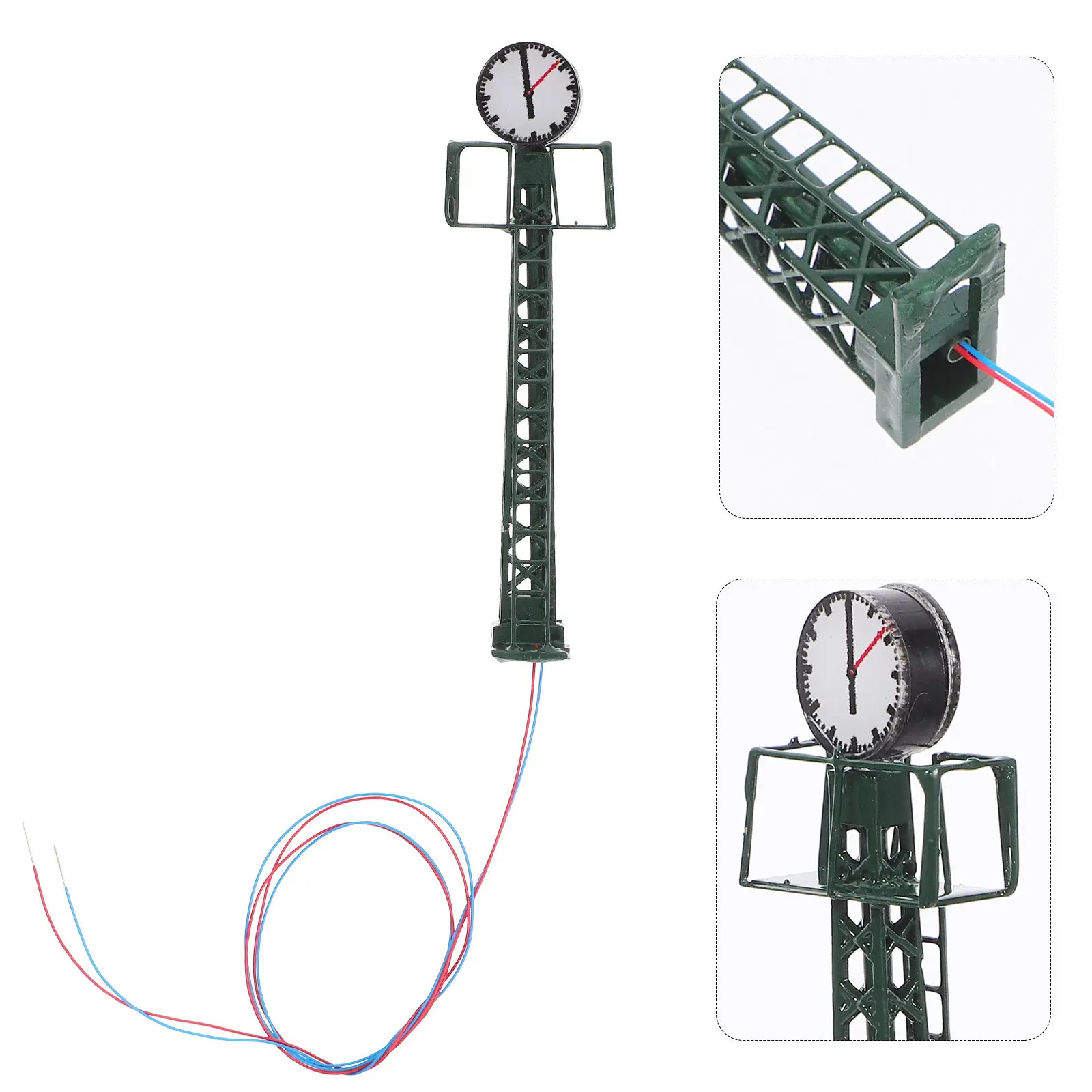 Miniature Railway Clock Street Lights Set – 2pcs Train Platform Lamp for Model Layout, DIY Diorama & Landscape