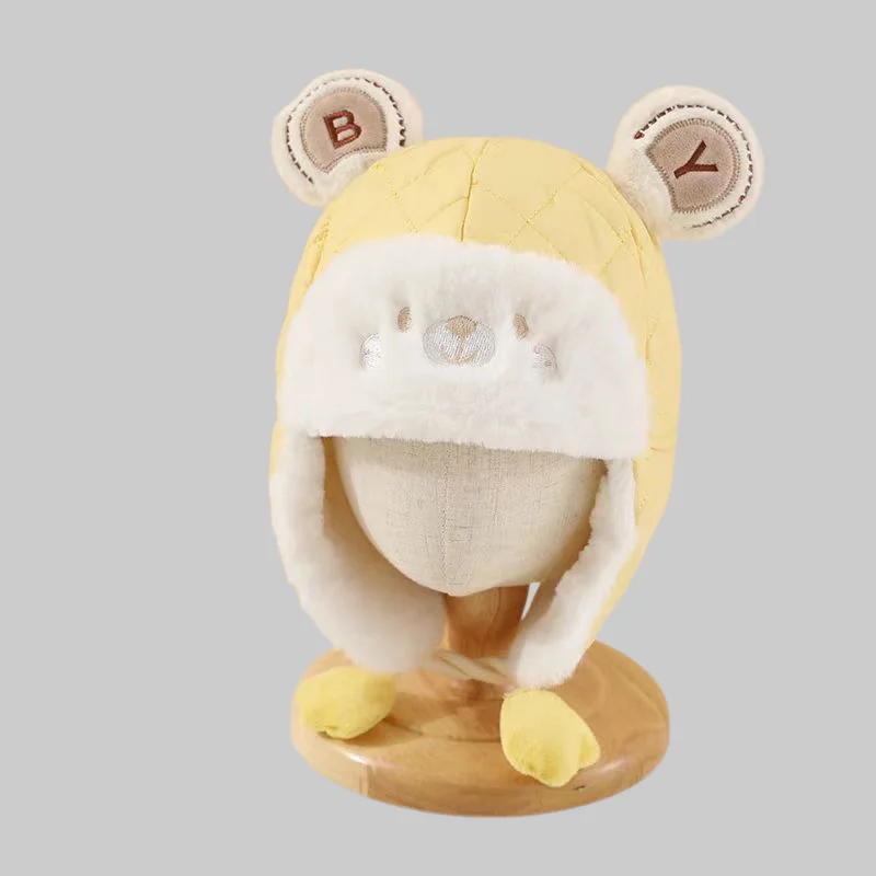 Winter Hut Trendy Solide Weiche Stricken Warme Mützen Baby Beanie Hut Cartoon Bär Kinder Outdoor Kinder Caps Sport Warme Hüte